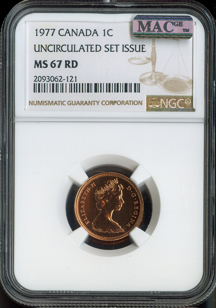 1977 Canada Small Cent NGC MS67 RD MAC - Quality