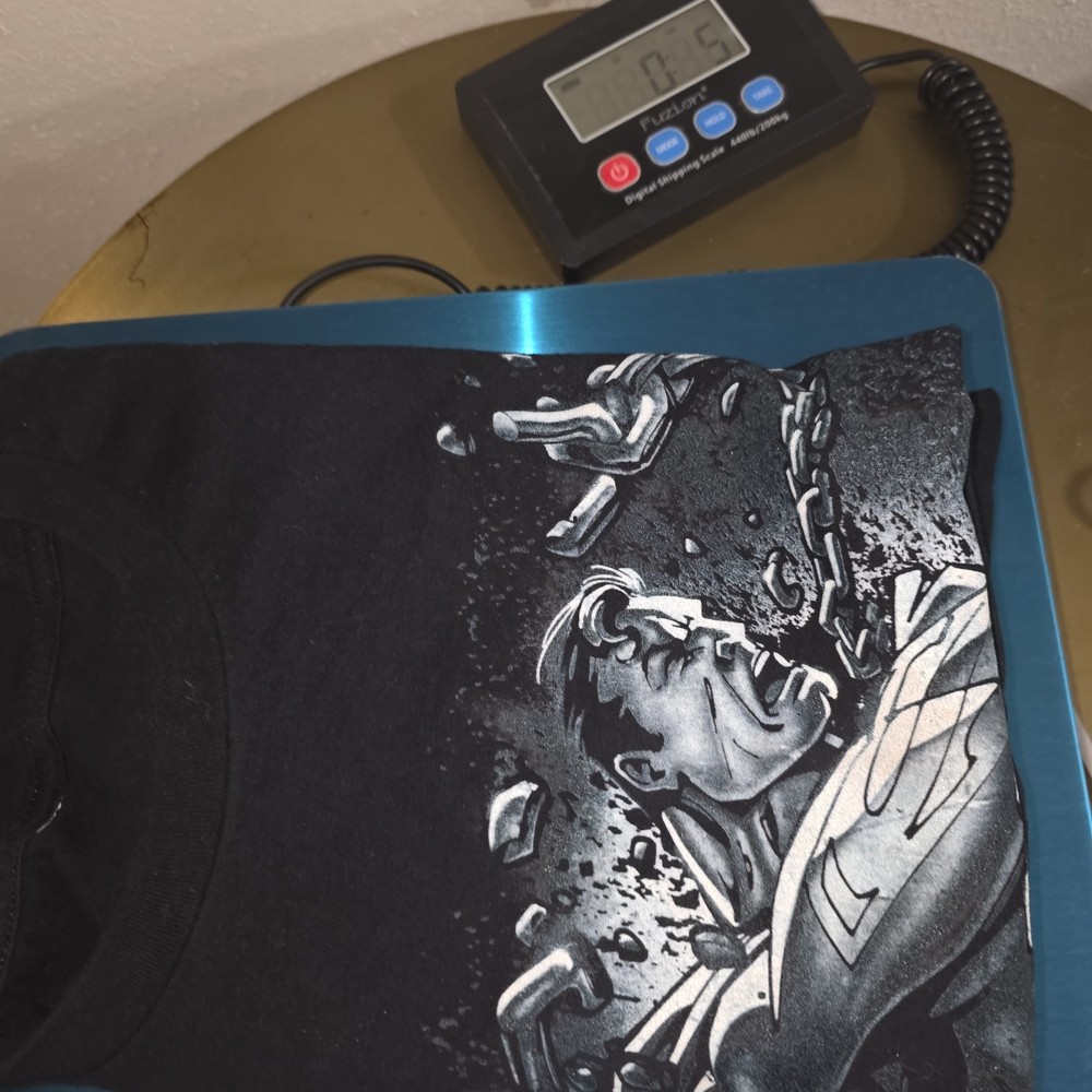 Superman Breaking Chains Black Graphic Comic Book T-Shirt size Medium