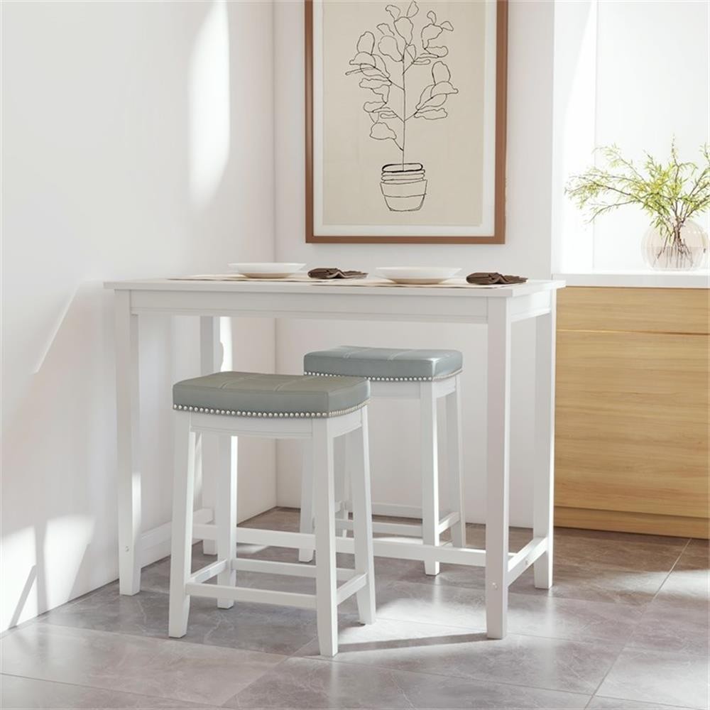 Pemberly Row 3-Piece Solid Wood Counter Height Dining Set White and Gray