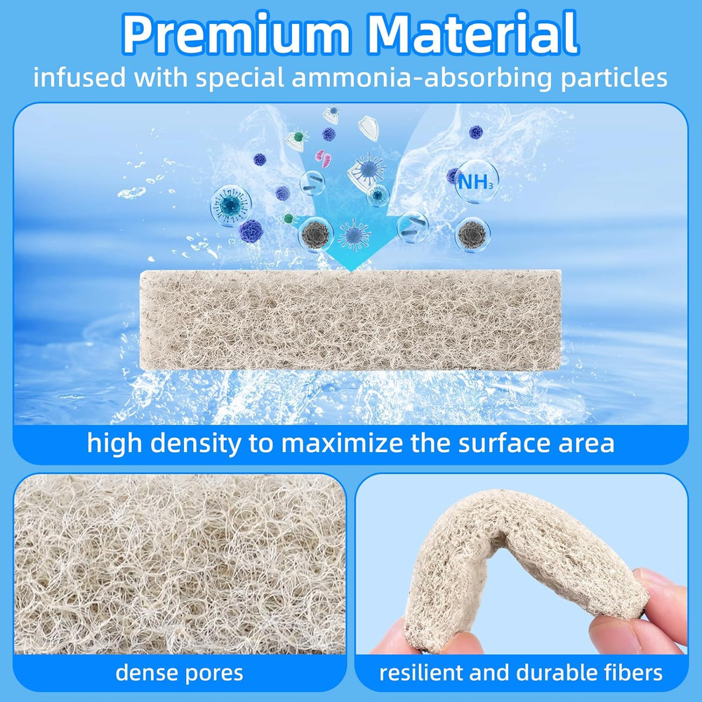 12-Pack Replacement Ammonia Reducer Pads Compatible with Aqueon Quietflow 20 and