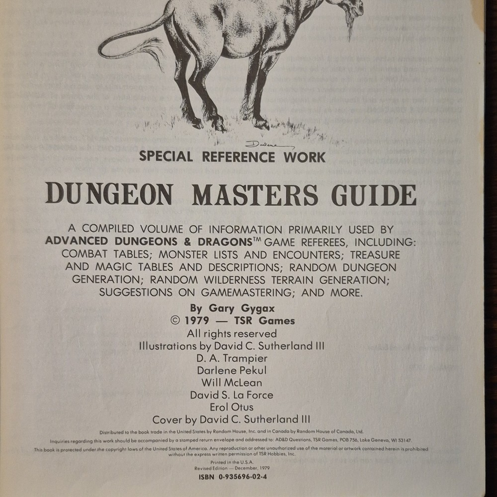 TSR Advanced Dungeons & Dragons Dungeon Master's Guide Gary Gygax 1979