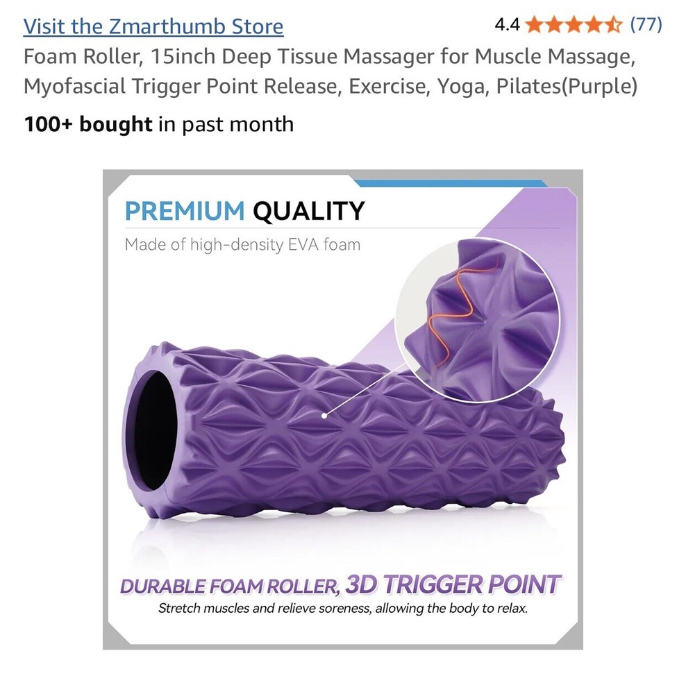 Zmarthum Foam Roller Deep Tissue Muscle Massager Grey