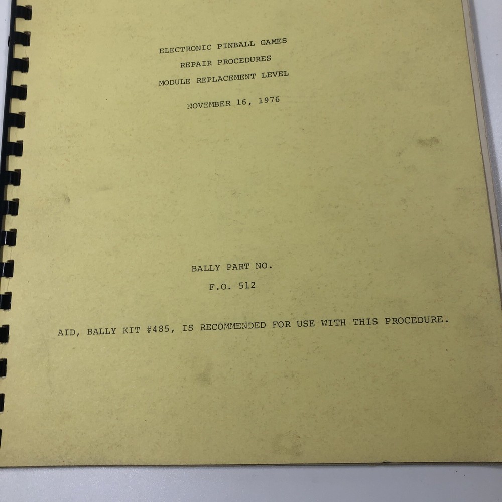 Bally Electronic Pinball Games Repair Procedures Module & Component Replacement