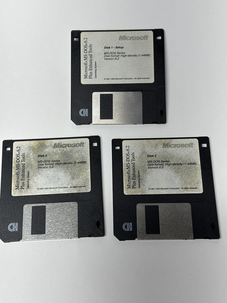 MS-DOS 6.2 Plus Enhanced Tools OS on 3.5" Disks