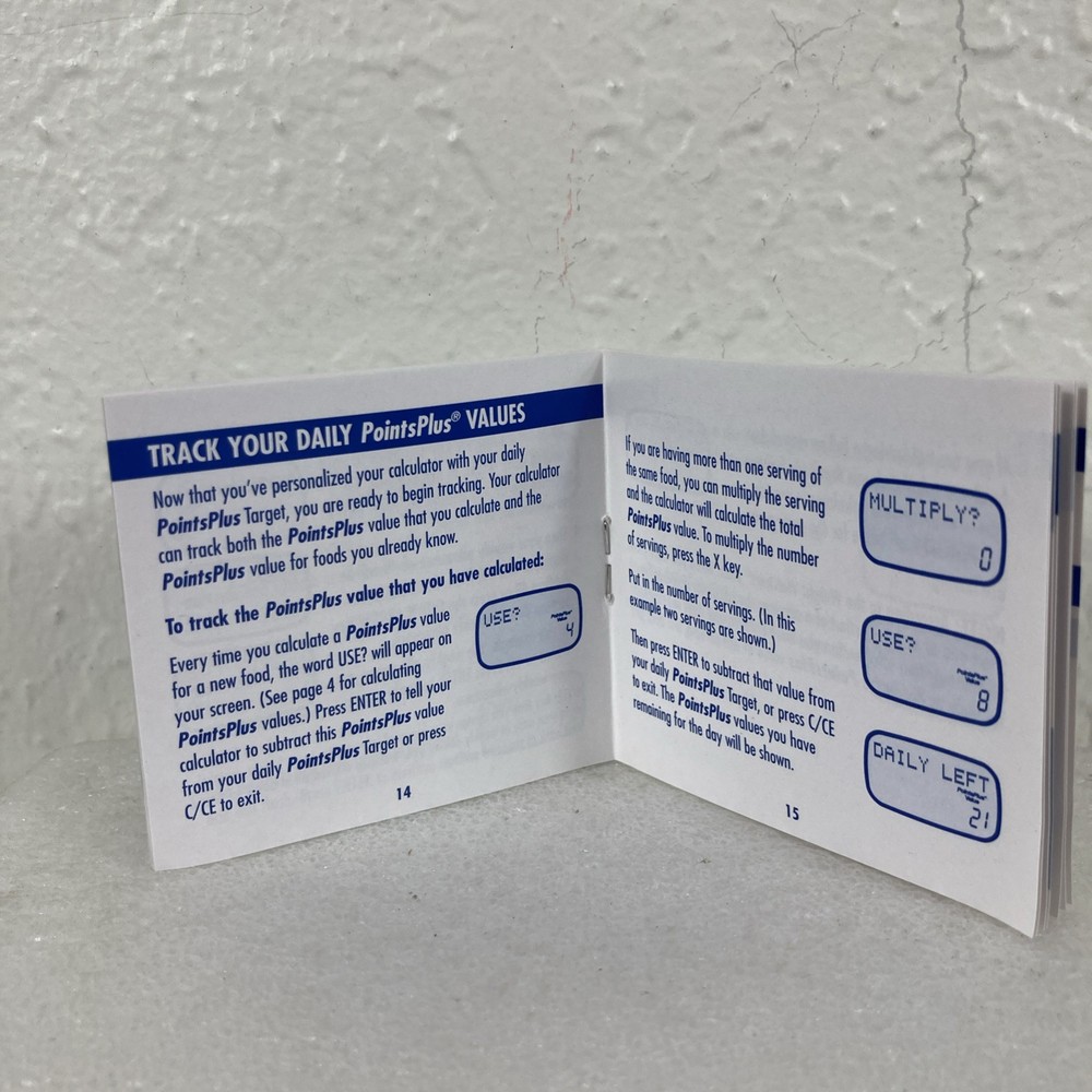 VTG Weight Watchers PointsPlus Calculator With User Guide Daily Weekly Tracker