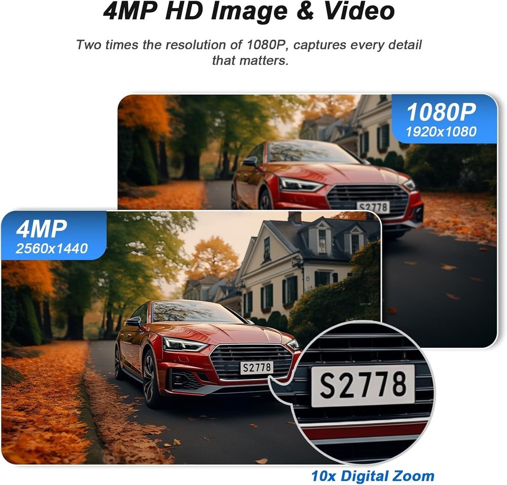 4MP Wireless Color Security Camera System Solar Battery Powered 2-Way Audio