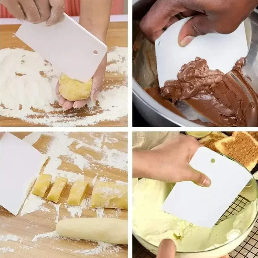 3pcs Multipurpose Dough Cutter & Bowl Scraper Set – 3pcs Baking Tool Kit - NEW