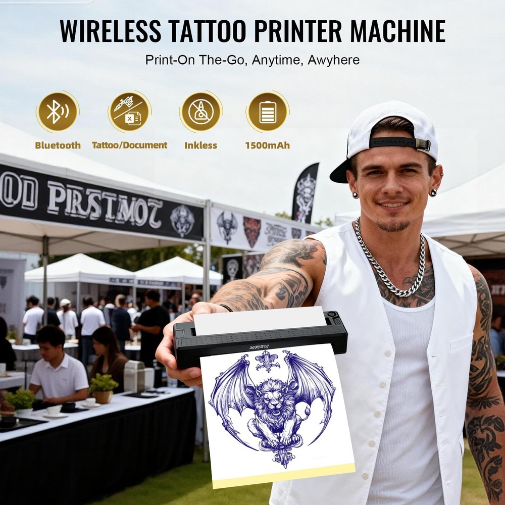 2026 New 2 in 1 Tattoo Stencil & Document Printer, Wireless Bluetooth Thermal...