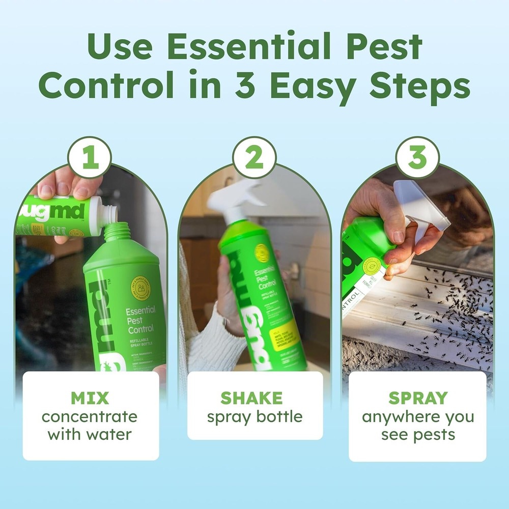 BugMD Pest Control Essential Oil Concentrate for Home Bed Bug Spray 3.7Oz 2PACK