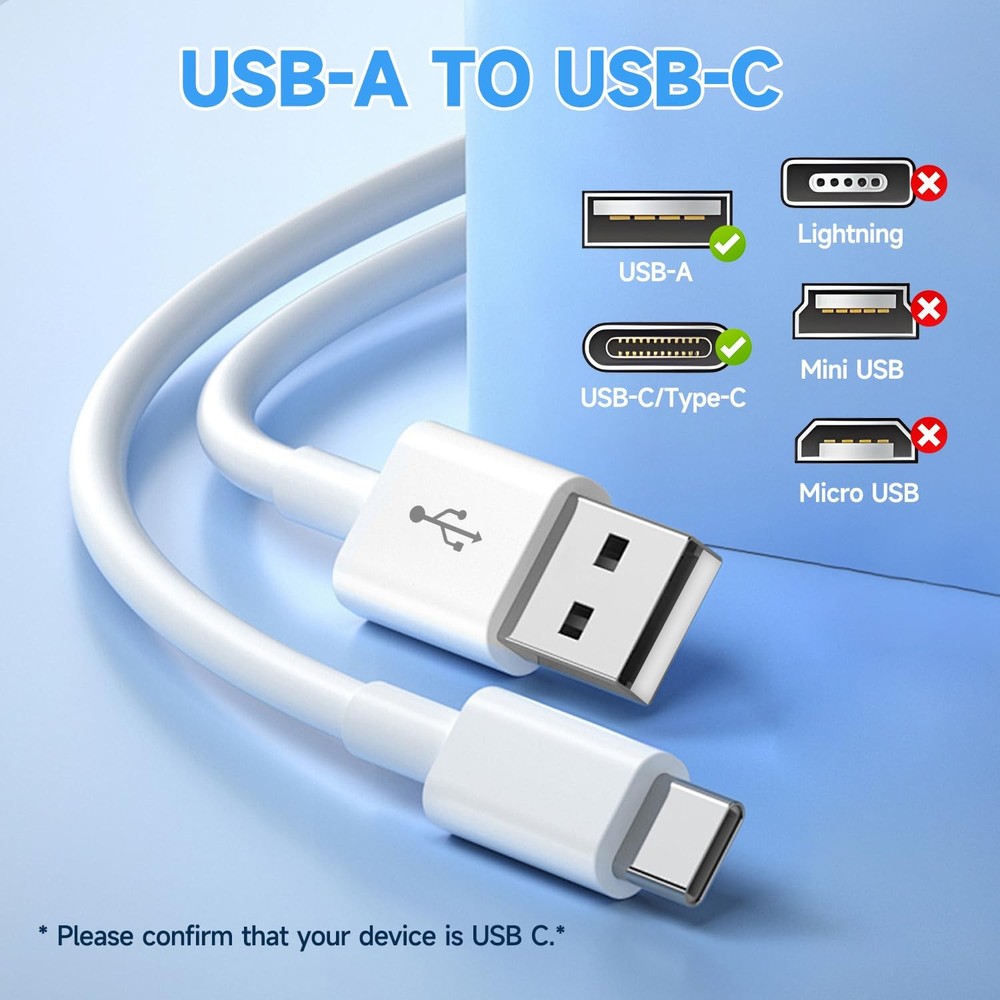 [2 Pack] 16.4ft/5M Power Extension Cable for Any USB-C Enabled 2-Pack, White