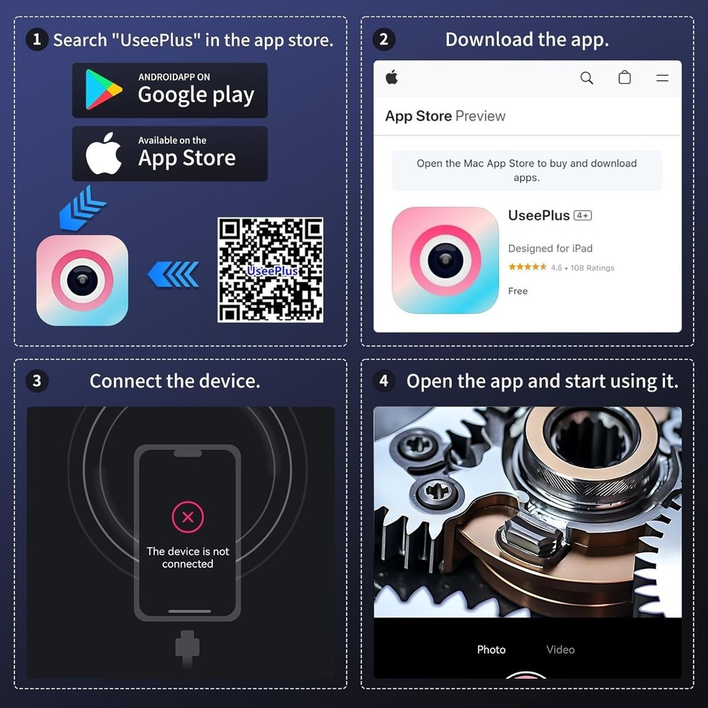 Semi-Rigid Snake Camera for Android iPhone, Dual Lens