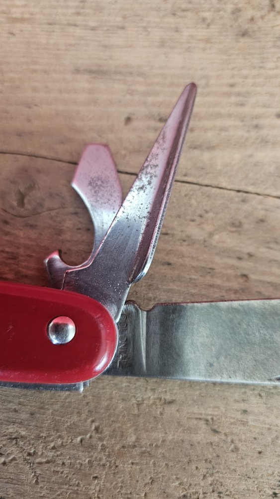 Colonial Multi Tool 1 Blade Red Handle Folding Pocket Knife Prov. USA