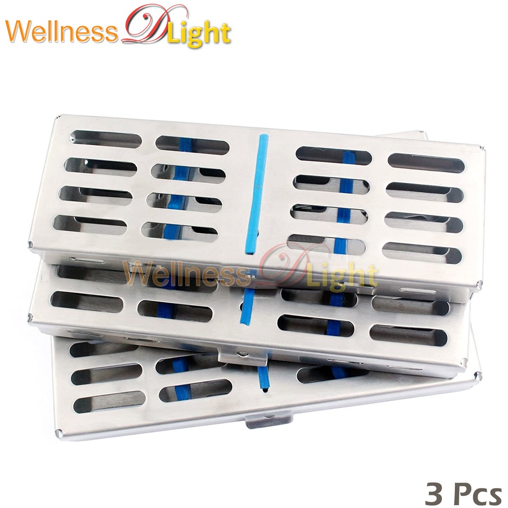 3 Pcs Set Sterilization Cassette Rack Tray Hold 5 Dental Instruments Autoclave