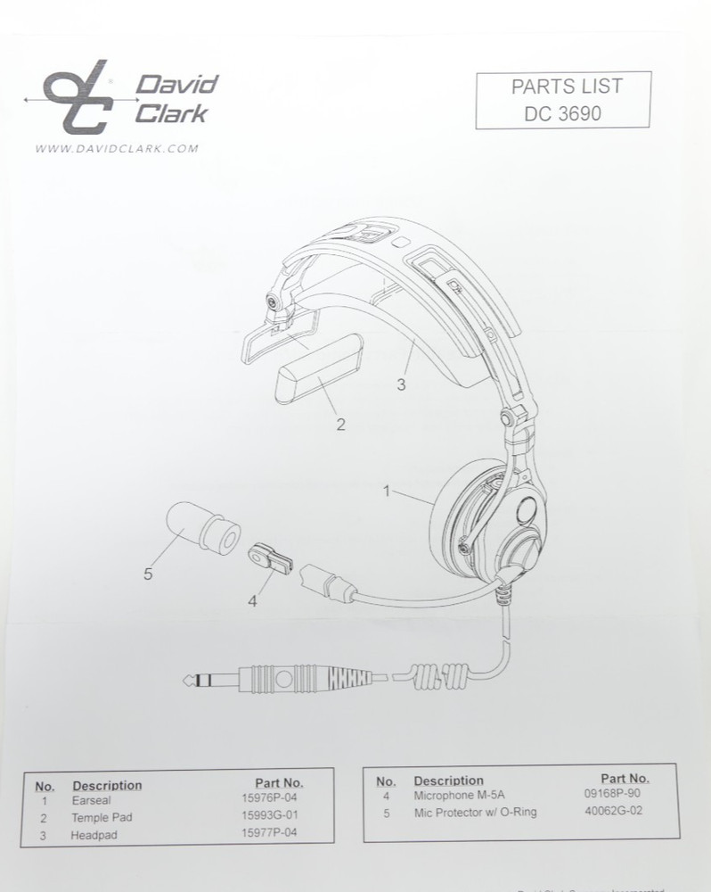 David Clark DC-3690 Single Ear Microphone Headset | 43104G-02