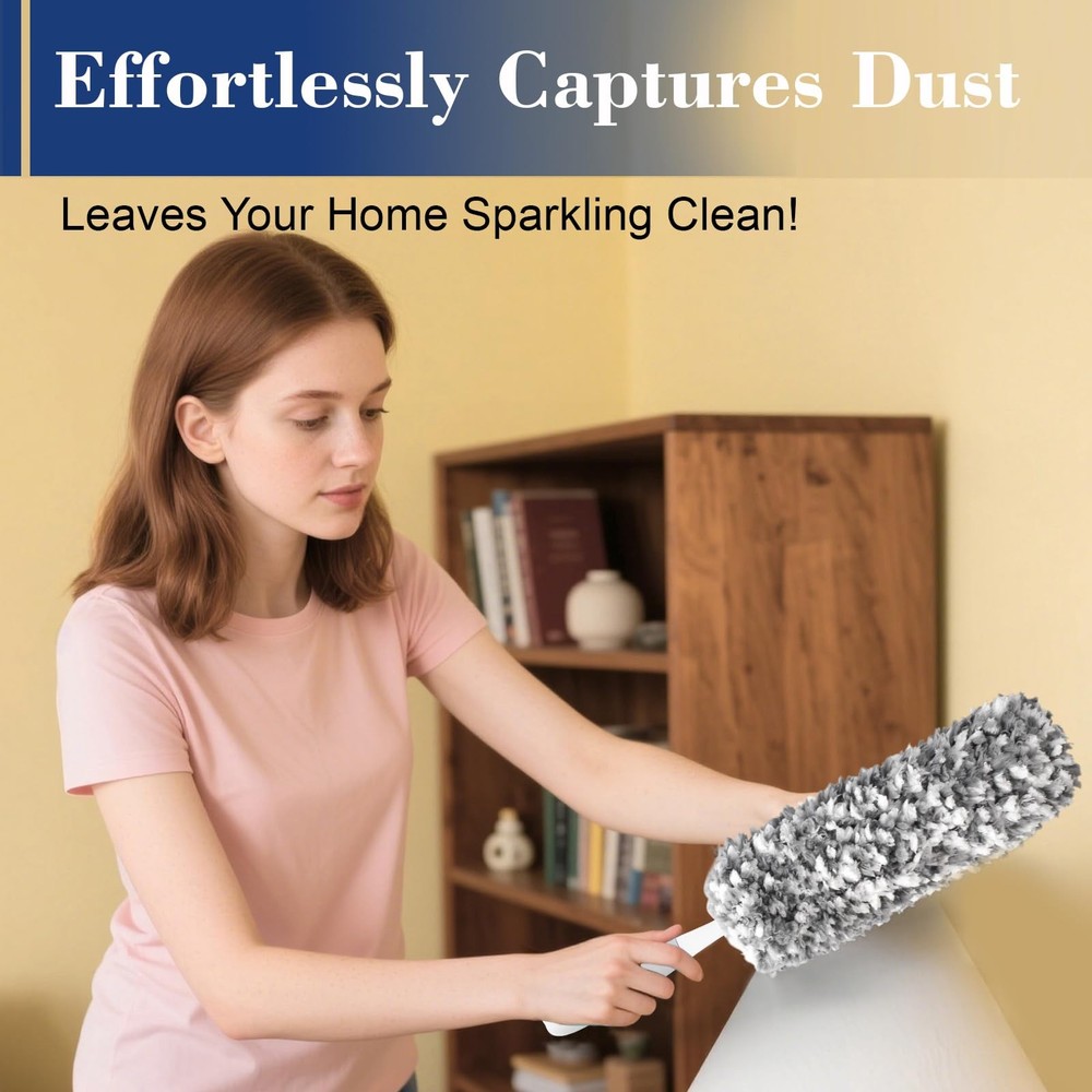 17.3" Handheld Microfiber Dusters for Cleaning-Detachable & Washable Head, fo...