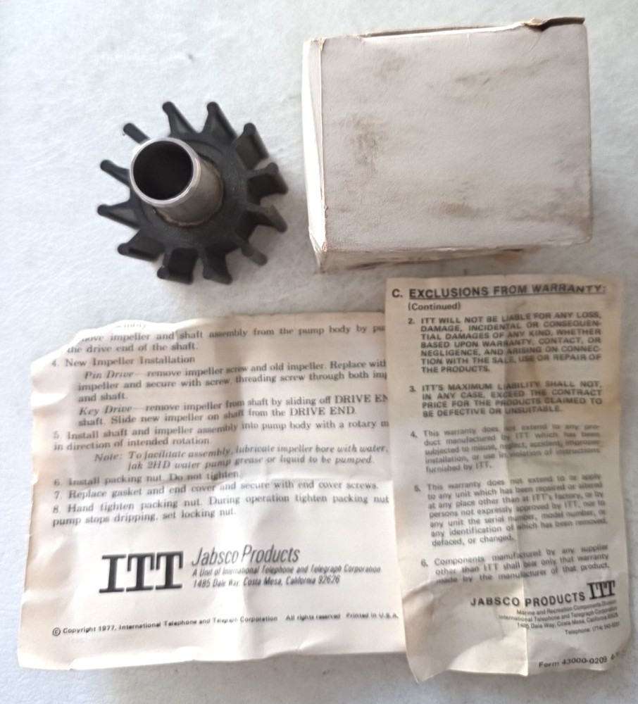 ********************************* GENUINE Jabsco Impeller Neoprene 5986-0001 NEW