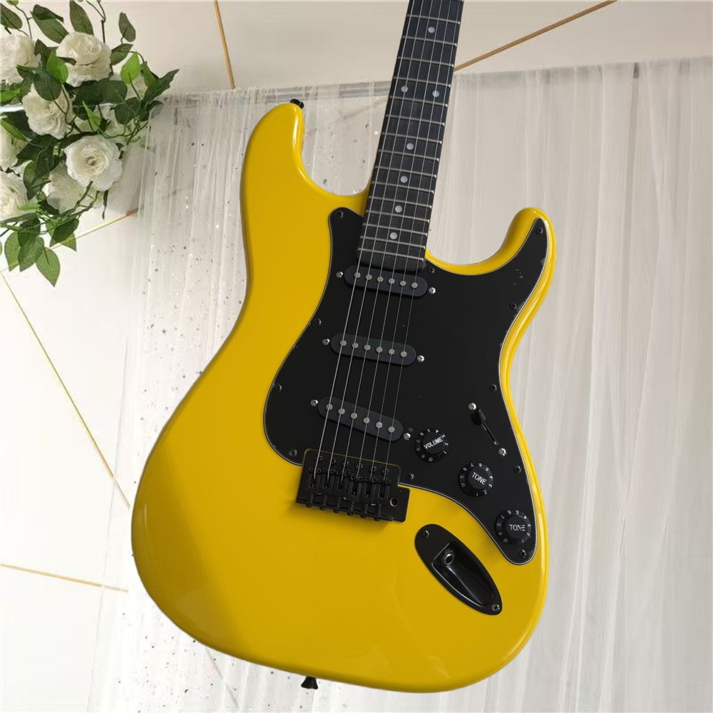 エレキギター、新品、色黄色、送料無料、空輸、高品質、音質優美、6弦