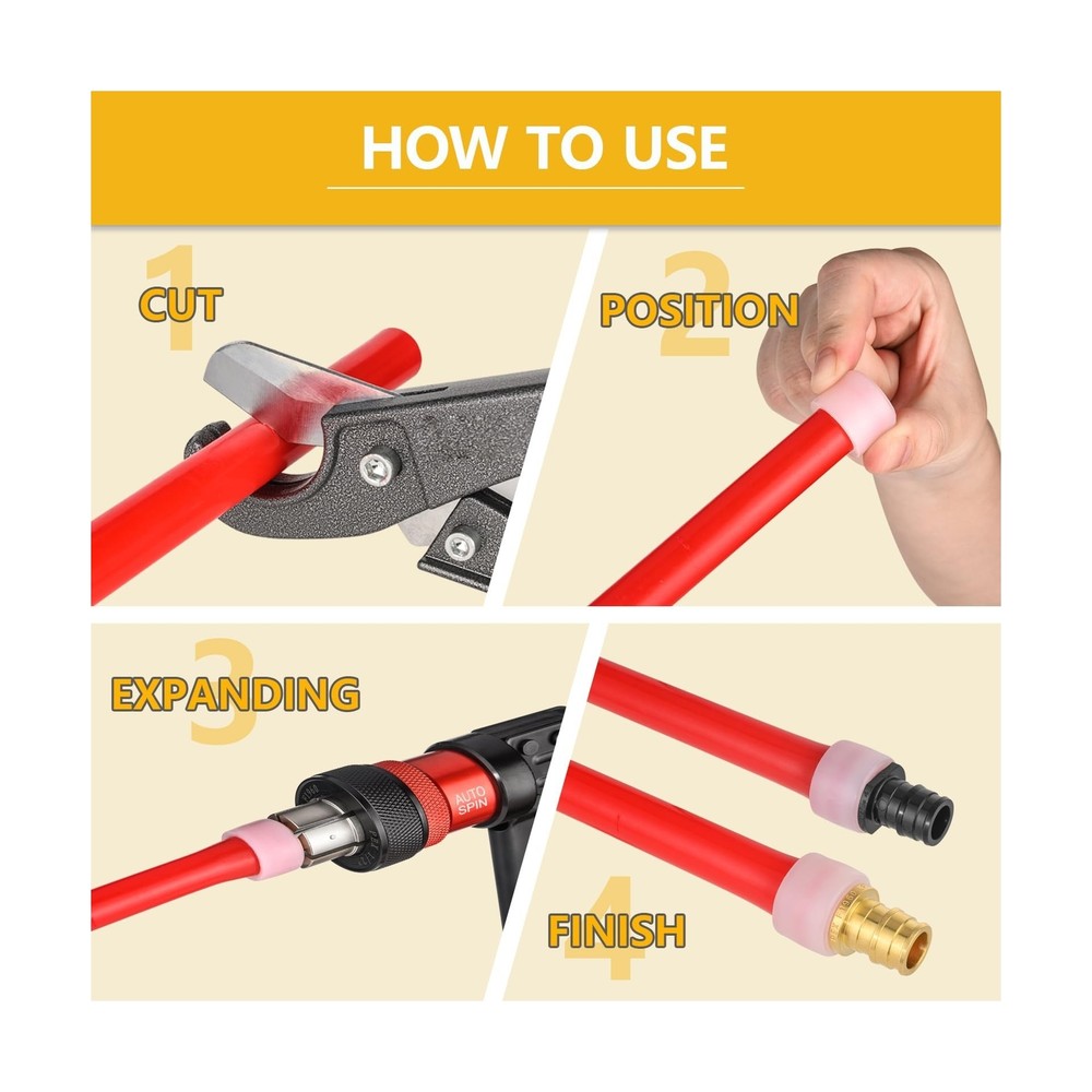 GUOFIS Auto-spin PEX A Expansion Tool, Automatically Rotation Head PEX Expand...