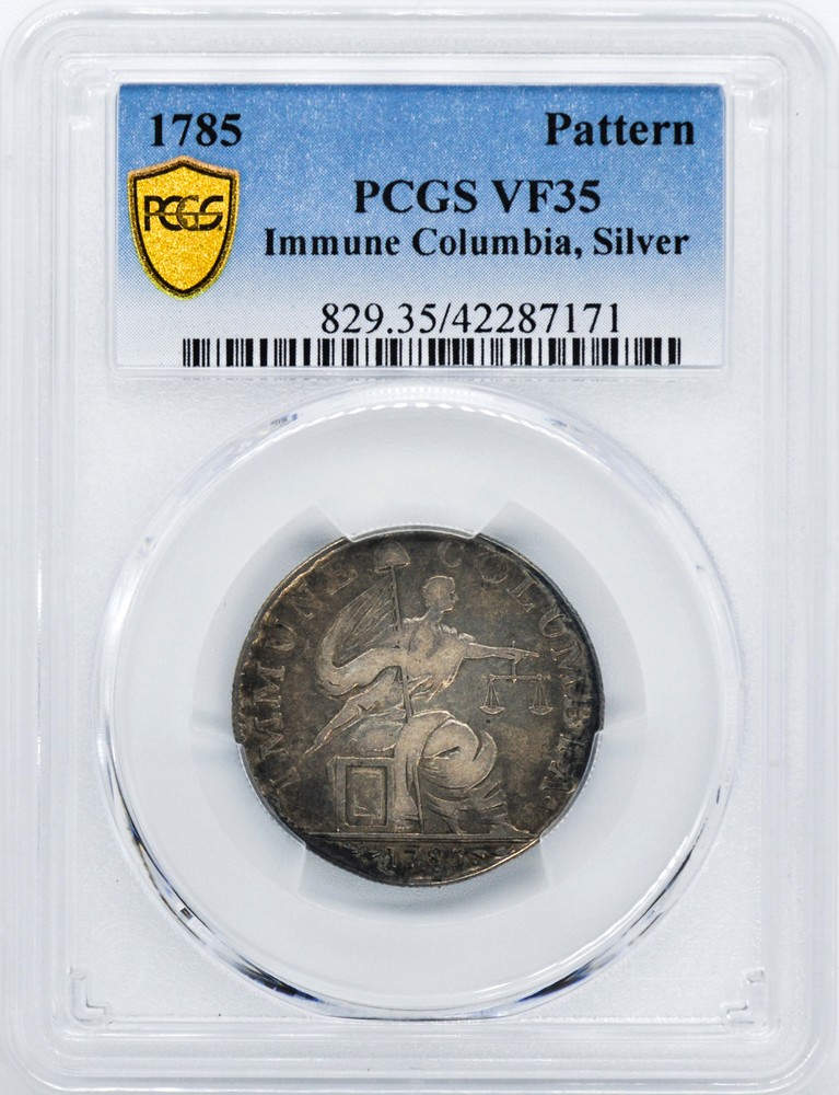 1785 IMMUNE COLUMBIA SILVER PATTERN PCGS VF 35