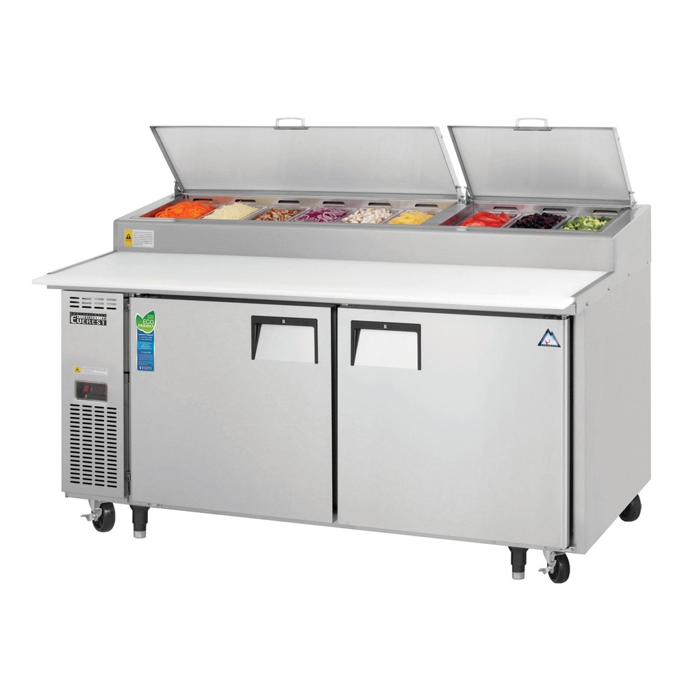 Everest EPPR2 71" Two Section Refrigerated Pizza Prep Table, 23.0 cu. ft.