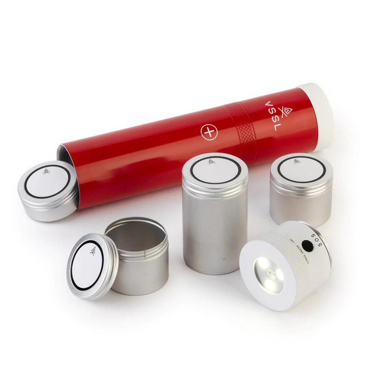 VSSL First Aid Stash w/ Light and Compass Integrated LED 4 various sized storage