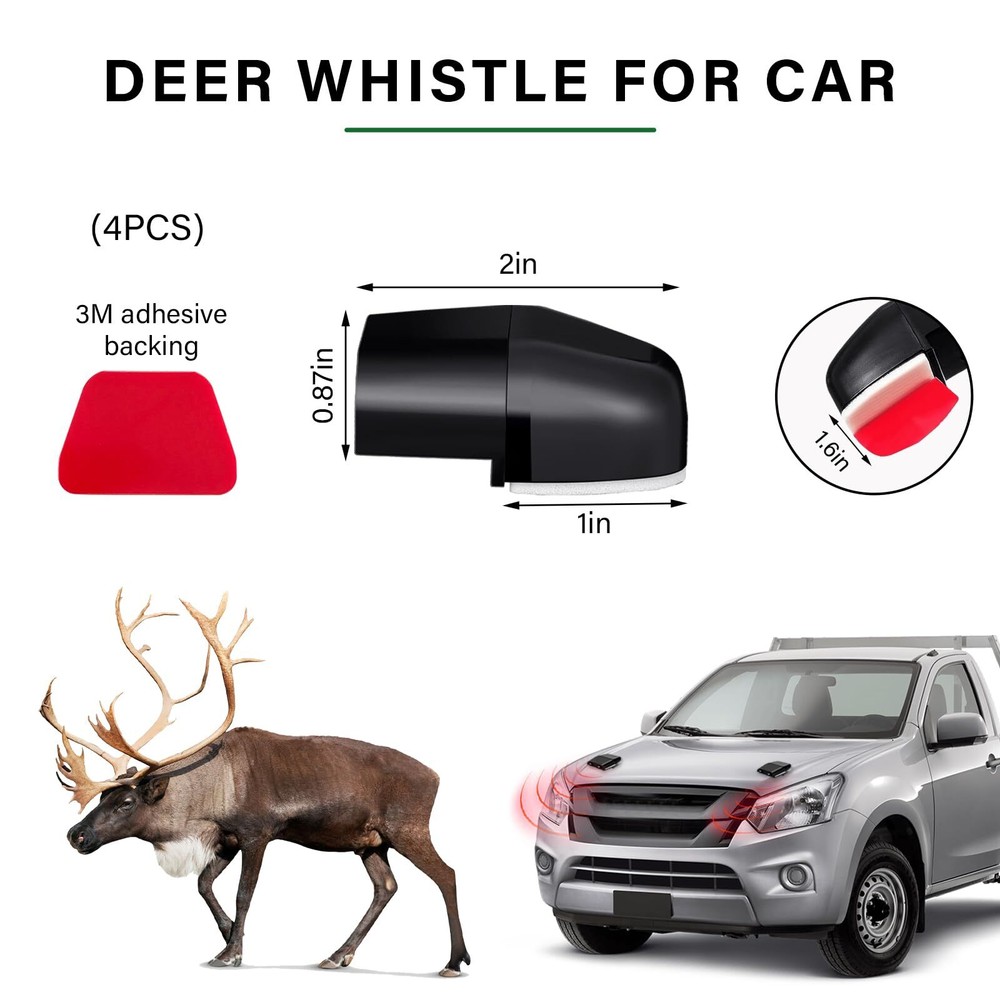 4 Pack Self-Adhesive Car Deer Whistle Devices for Collision Avoidance Trucks