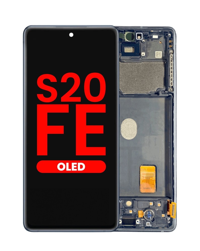 OLED Display For Samsung Galaxy S20 FE + Frame (Navy) + Fingerprint Recognition