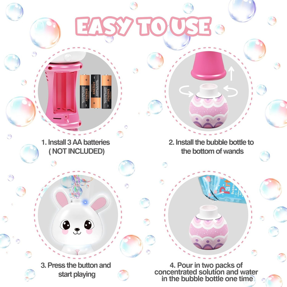 Springflower Bubble Blower Wand,Bubble Maker with LED Light-Up Effect for Kids,B