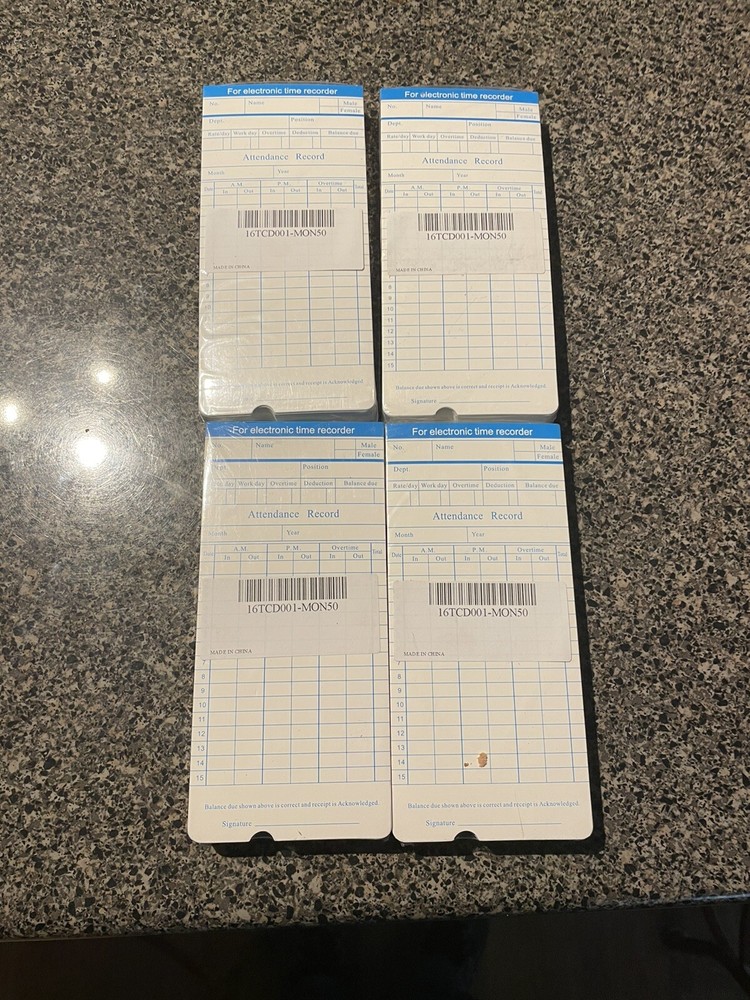 Yescom Weekly Timecards for Payroll Attendance 600 Ct.   16tcd001