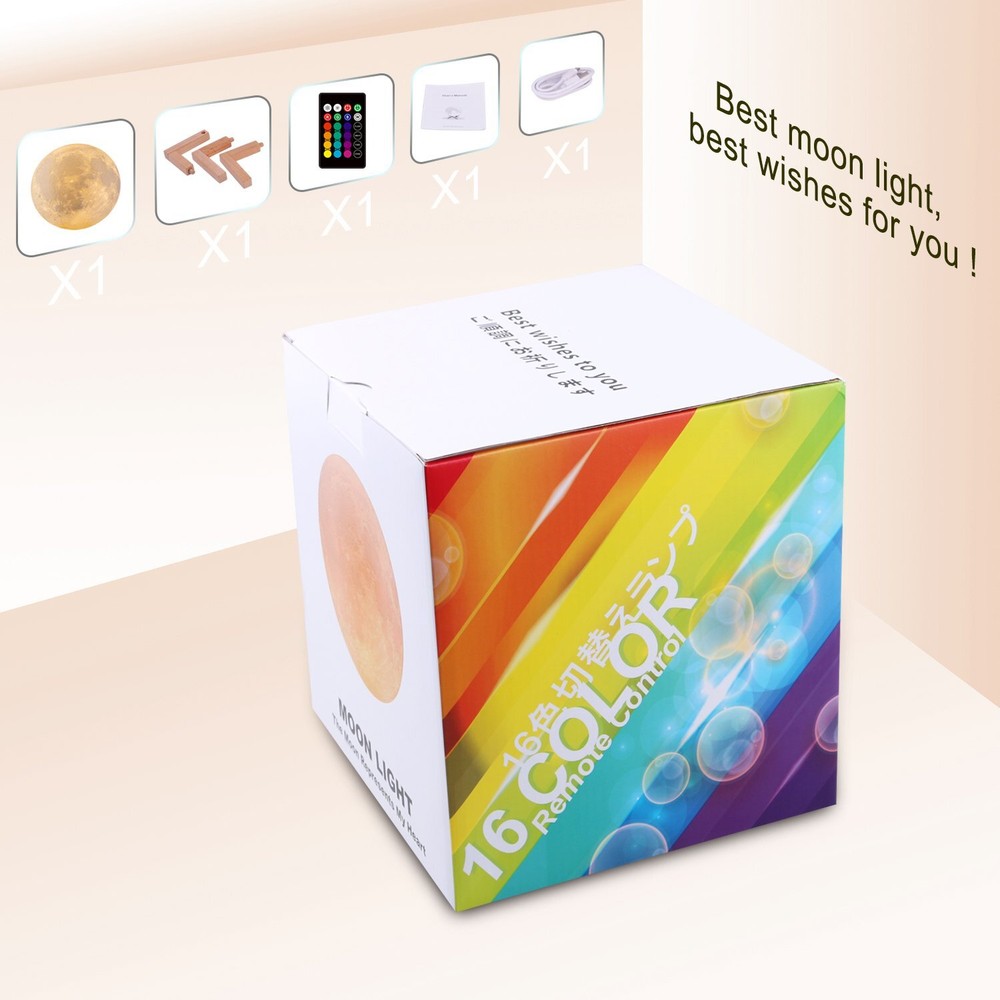 3D Printing Moon Galaxy Lamp Moonlight USB LED Night Light Touch Color Changing