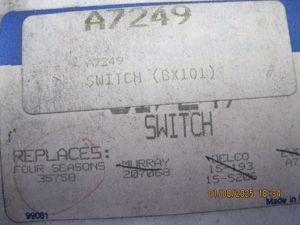 HVAC Cut-Off Switch-Pressure Switch Group 10 A7249