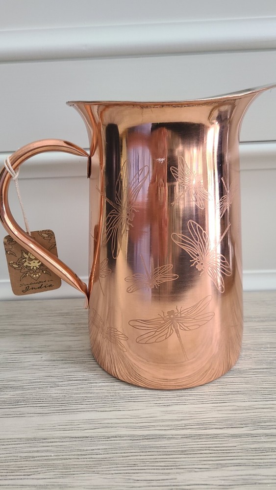 Handcrafted Copper Dragonfly Water Pitcher