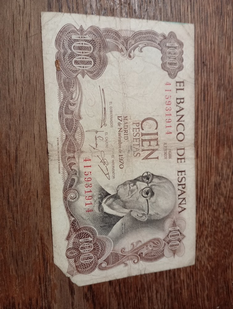 1970 SPAIN 100 PESETAS BANKNOTE  UNC