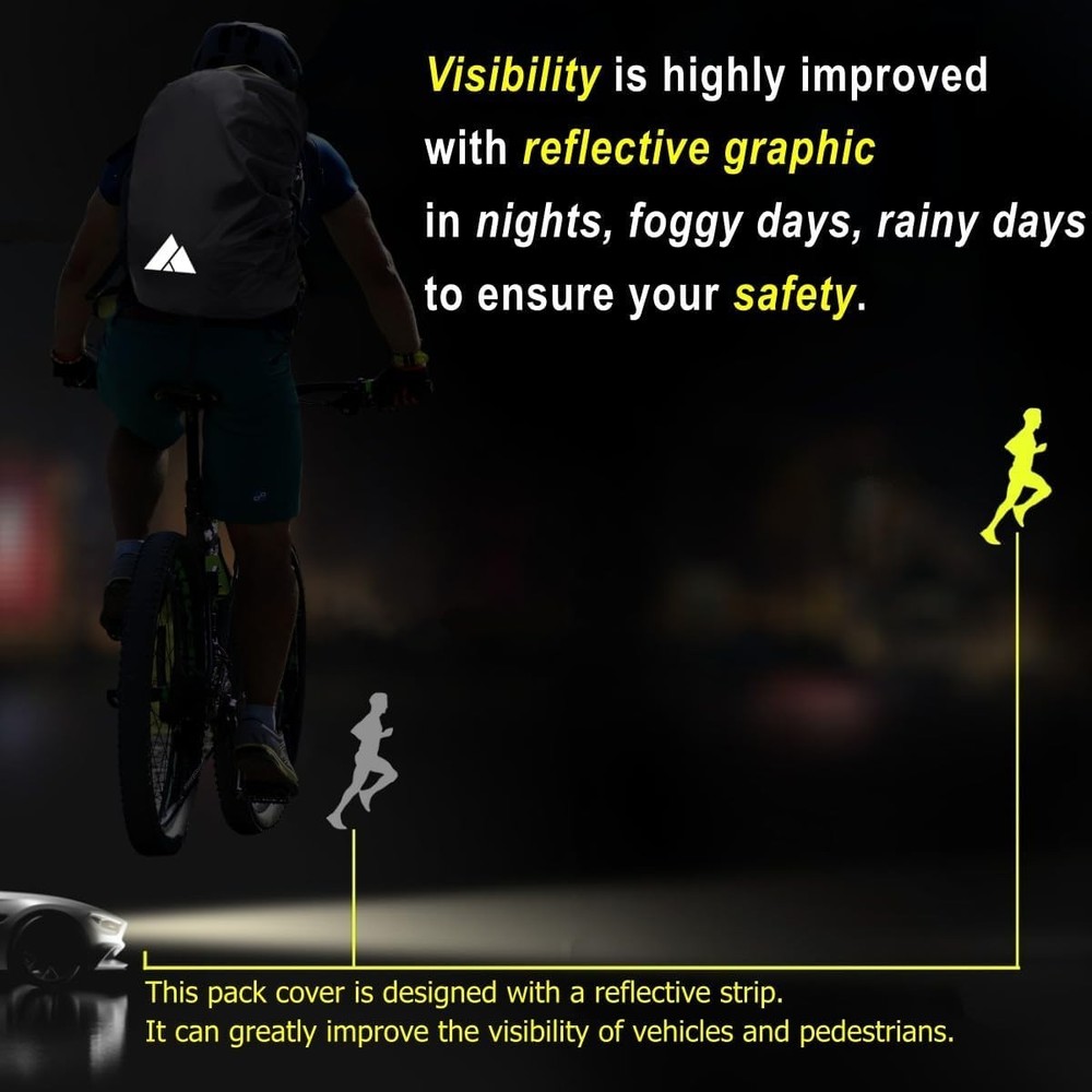 Durable 15-90L Backpack Rain Cover - Lightweight with Adjustable Closure System