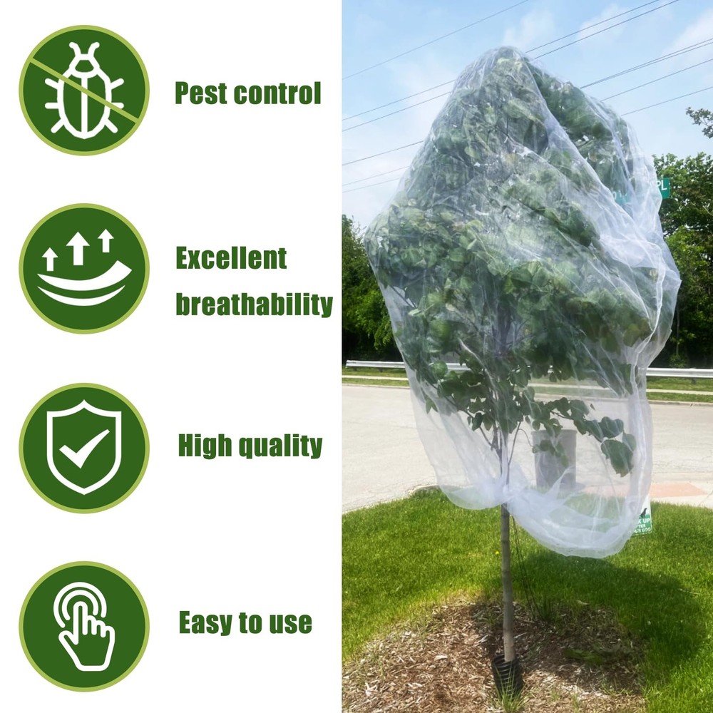 2 PC Large Fruit Tree Netting Cover for Squirrels and 2PC 10'x10', White