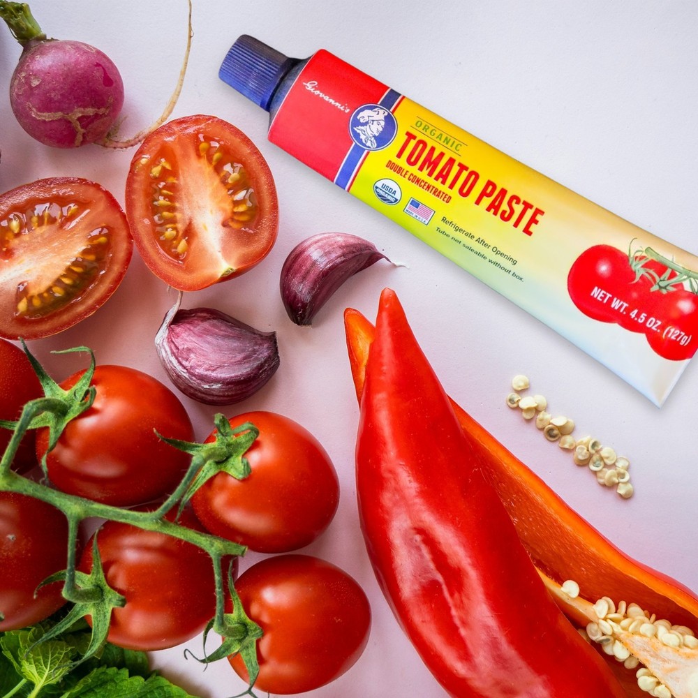 Giovanni’s Organic Double Concentrated Tomato Paste – 12-Pack Case (4.5 oz Tubes