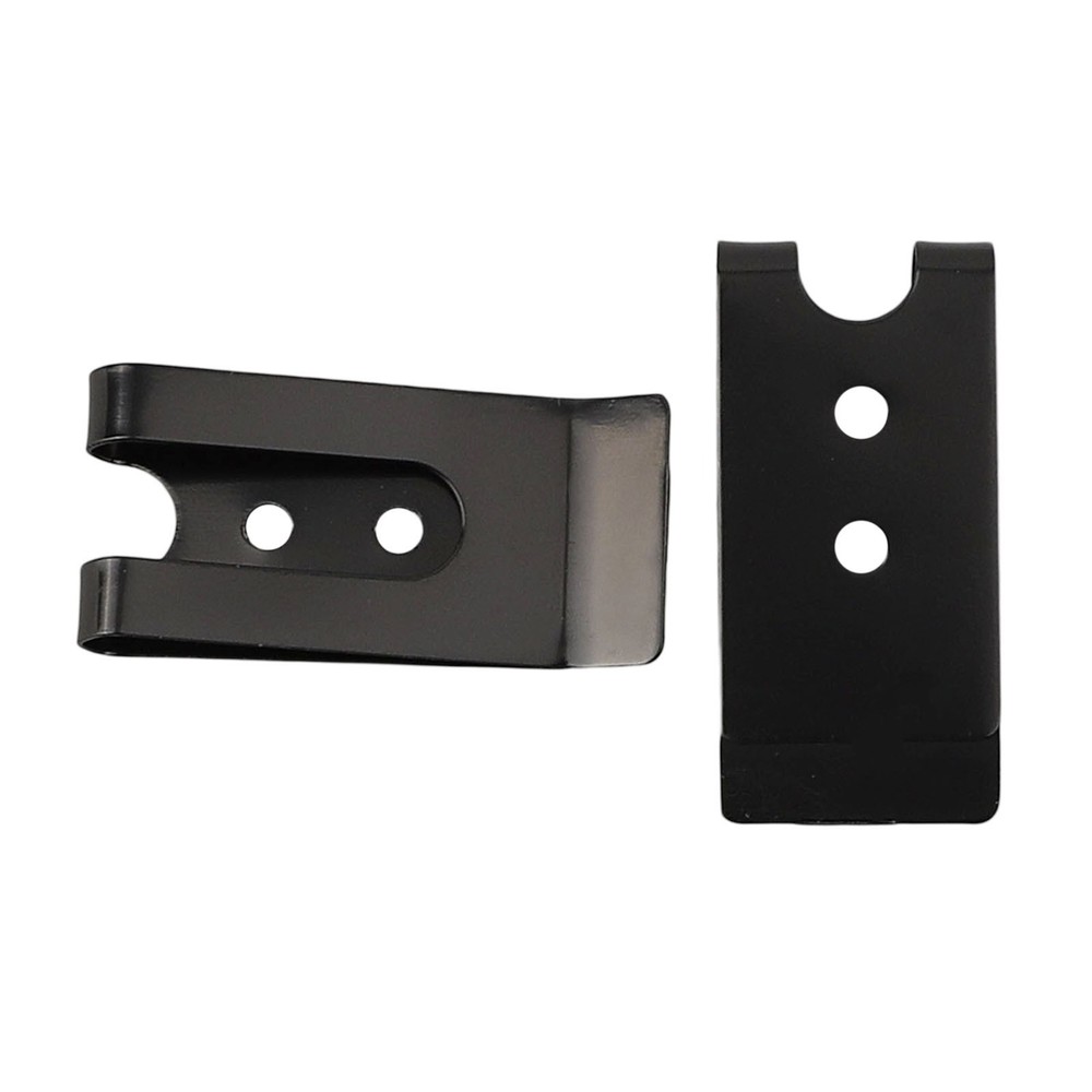Practical Belt Clip Hook Securing Clip 2pcs Black Coated Finish Flat Base