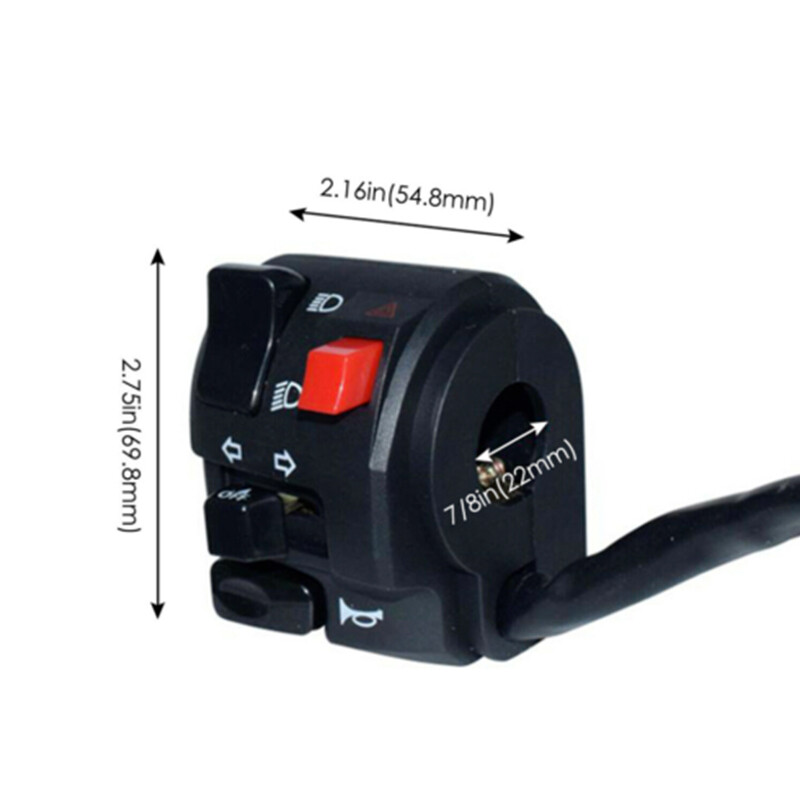 Left Universal Motorcycle 7/8'' Handlebar Horn Turn Signal Light Switch Control