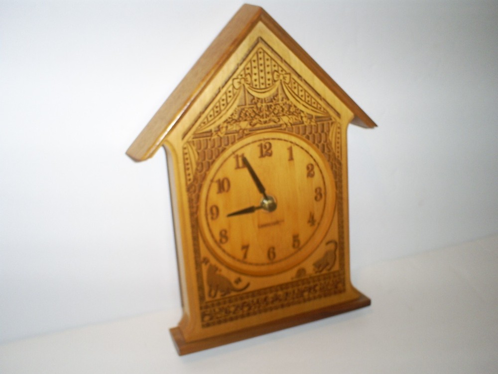 Lasercraft Solid Wood Wall,Table, Mantel Clock 9.5"H x 7.25" W