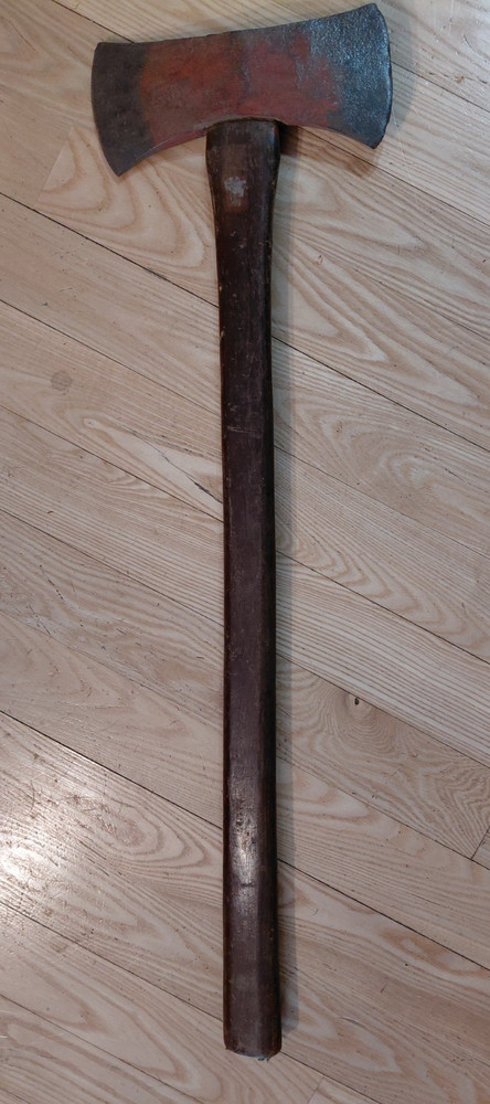 UNBRANDED - DOUBLE BIT AXE WTH ORIGINAL HANDLE- some red paint