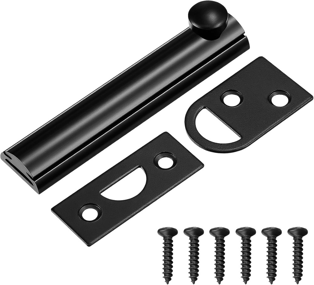 Slide Bolt Latch 3 Inch Locks for Inside Door Solid Brass Surface Black