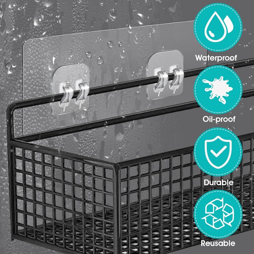 4 Pack Shower Caddy Adhesive Replacement, Strong Adhesive Sticker Hooks for Corn