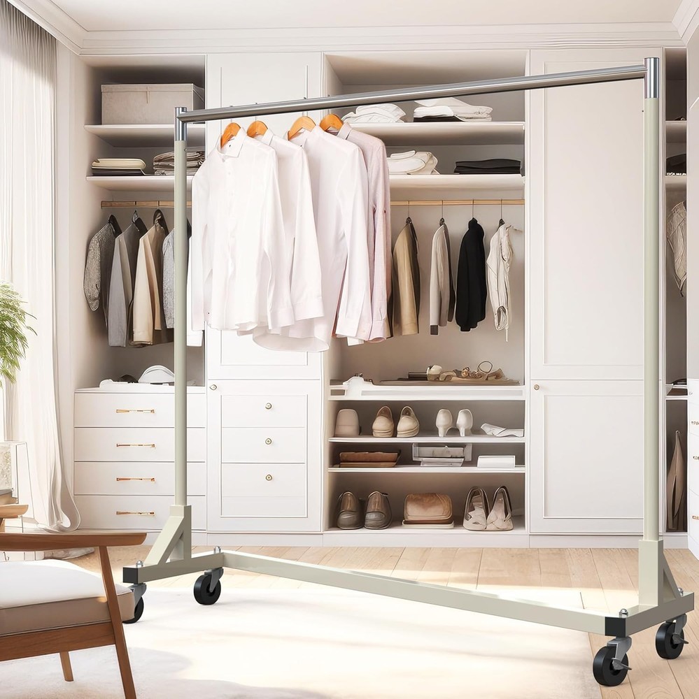 Heavy-Duty Clothing Rack with Large Wheels and Sturdy Construction for Stability