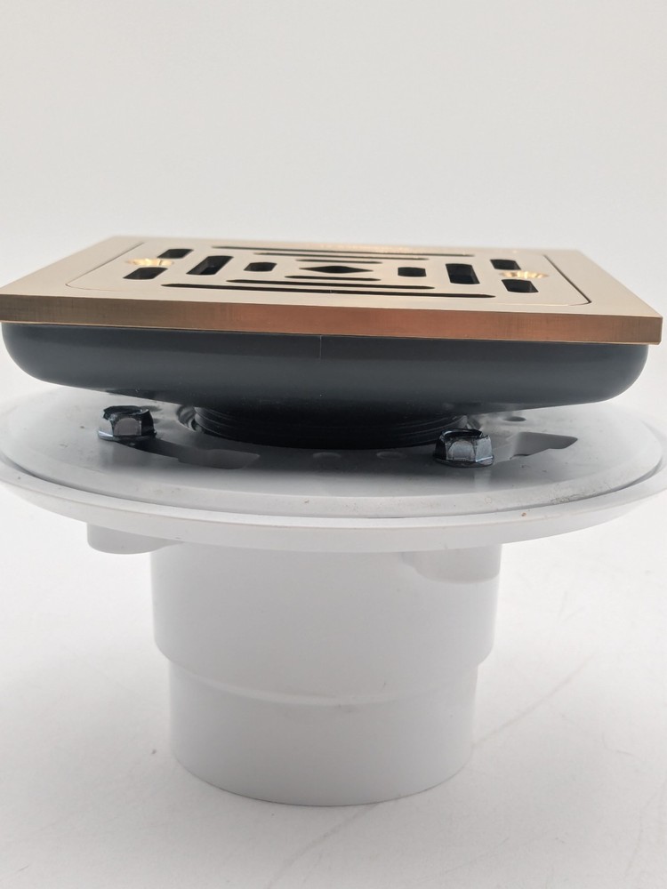 Signature Hardware Adelphi 4-1/2" Pattern Grate Linear Shower Drain Brushed Gold