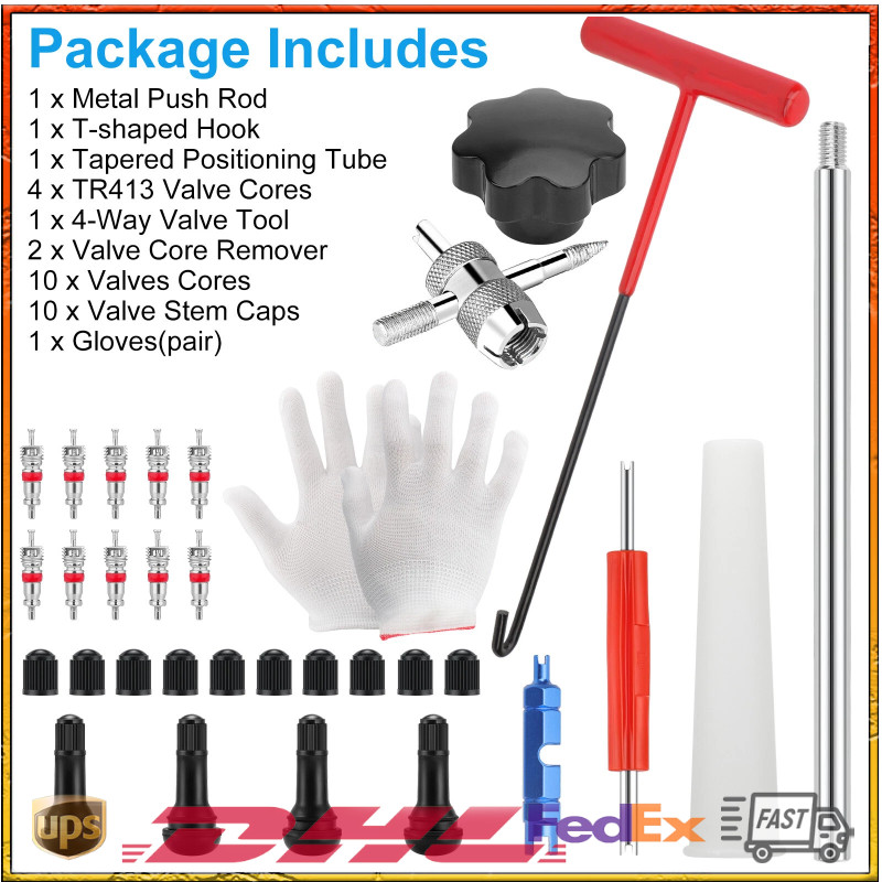 For TR413 Valve Core Tire Valve Stem Core Remover Installer Replacement Tool Kit