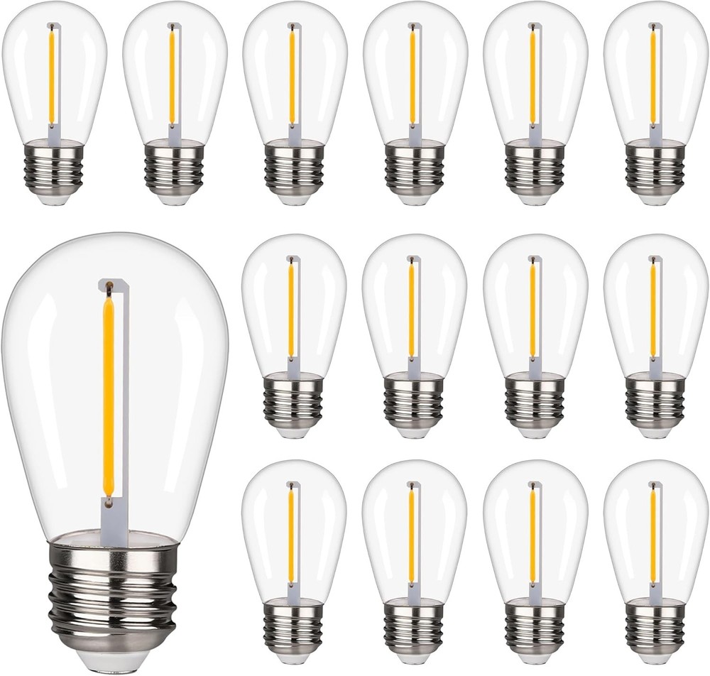 Waterproof S14 LED Light Bulbs Outdoor String Lights Replacement E26 Base 15Pack