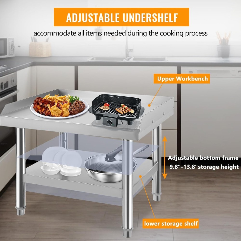 36" Stainless Steel Table,Commercial Worktable with Backsplash for Prep & Work
