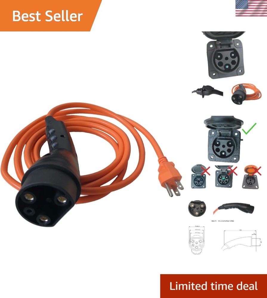 120V Heavy-Duty Orange Charging Cable for Evolution Golf Carts – 16A Safe Power