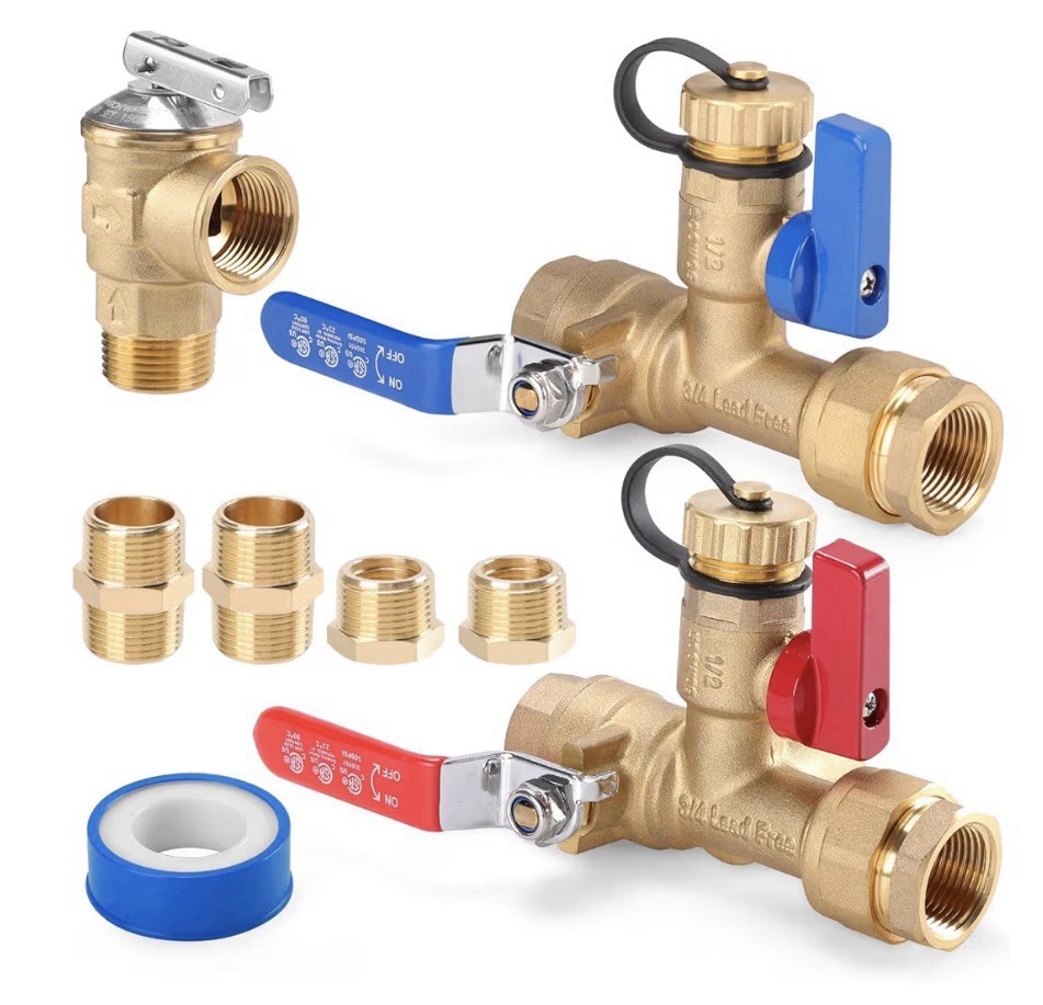 8Pcs 3/4 Inch IPS Isolator Tankless Water Heater Valve Kit with 2Pcs Yellow