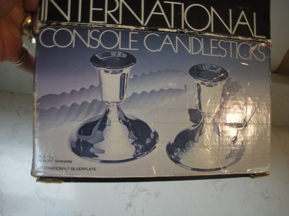International silverplate candlesticks handmade heavy taper candle holders NICE